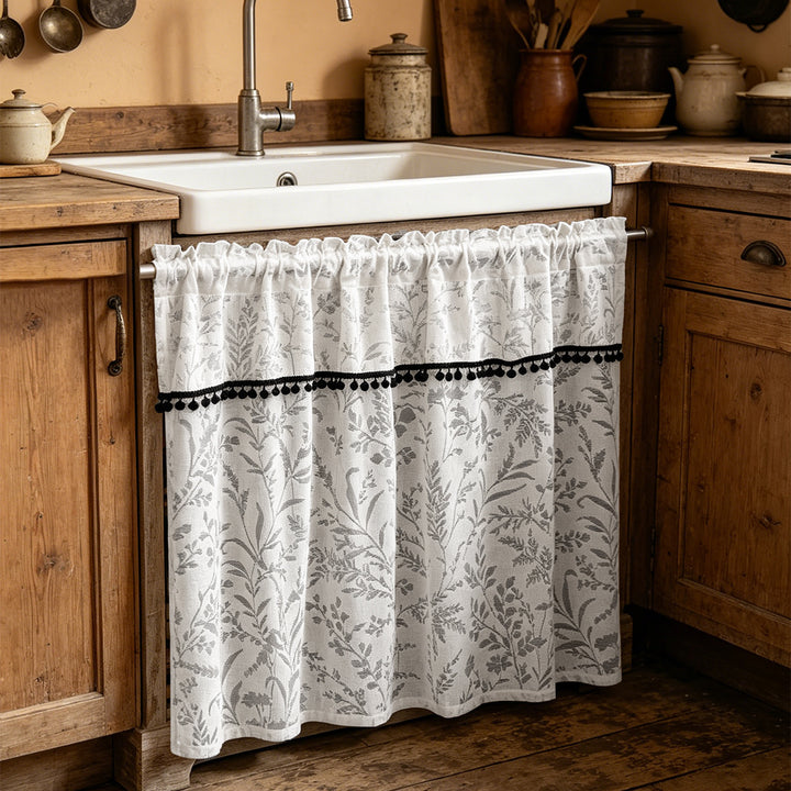 Floral Print Kitchen Curtain Set