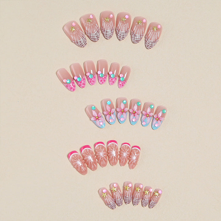 Artificial nails with colorful decorations Bowlift