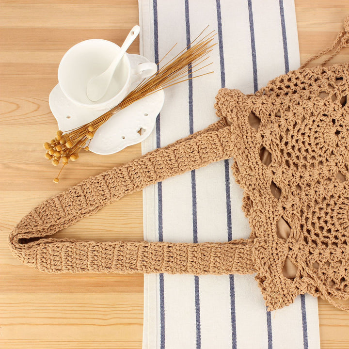 Macrame Shopper Bag with Decorative Drawstring Bowlift