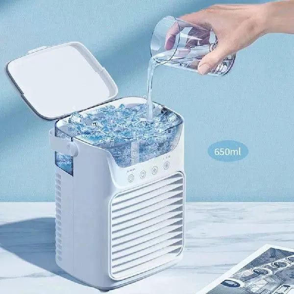 Unisex One Size USB Desktop Evaporative Cooler Humidifier with Top Fill Water Tank Adjustable Louvers and Touch Controls Bowlift
