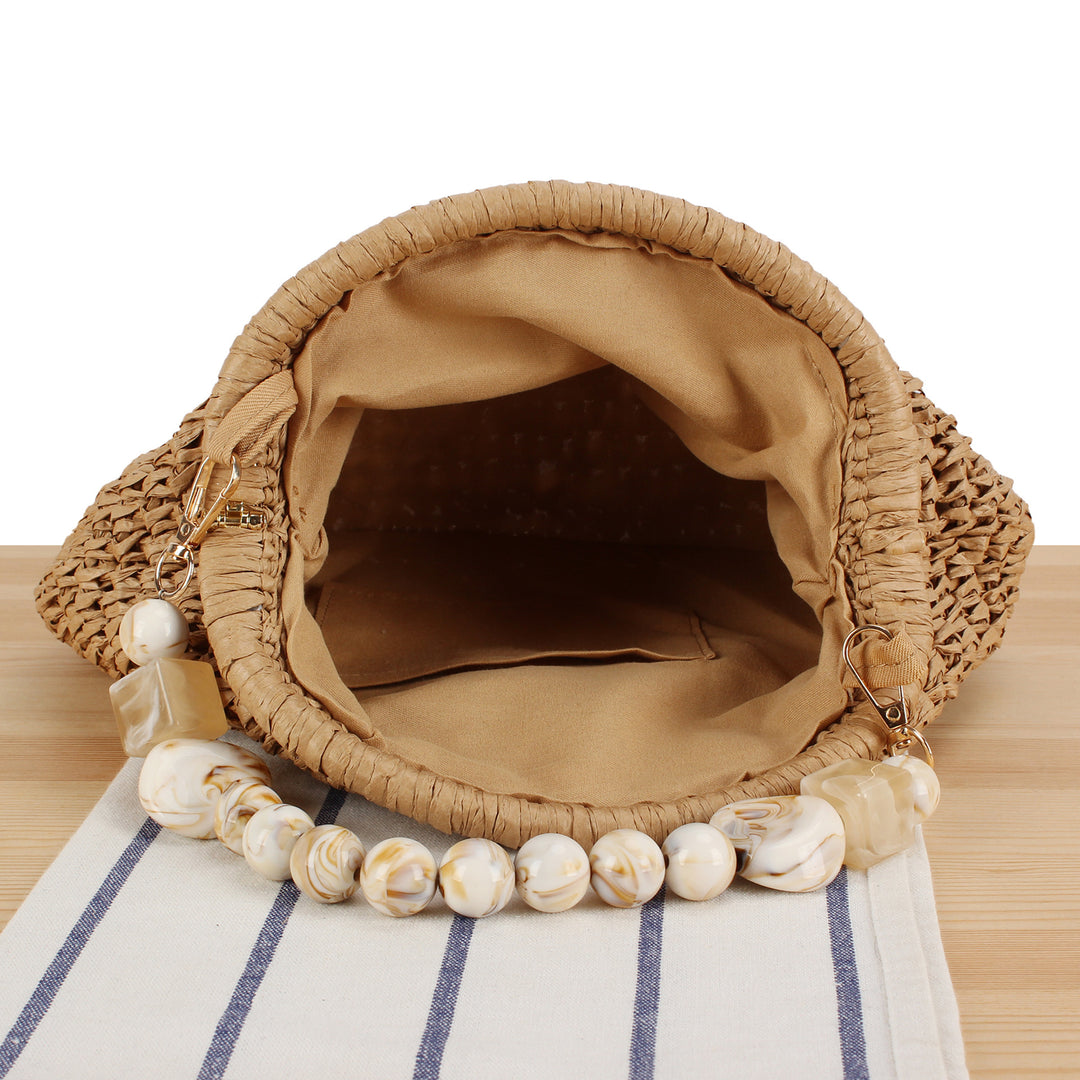Stylish handbag with colorful bead handle Bowlift