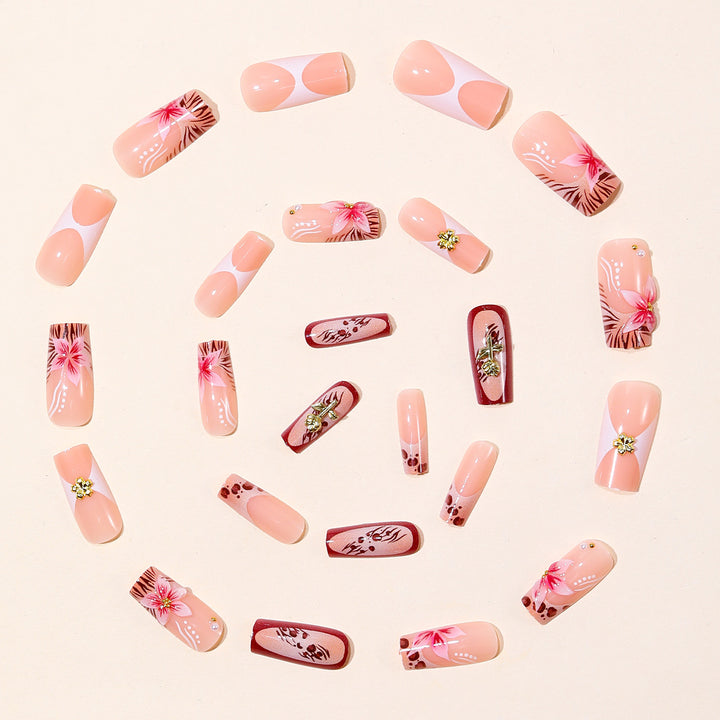 Stylish Floral and Animal Print Nail Art Extensions Bowlift