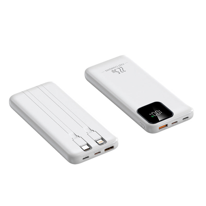 Power bank with integrated charging cables and digital charging display Bowlift