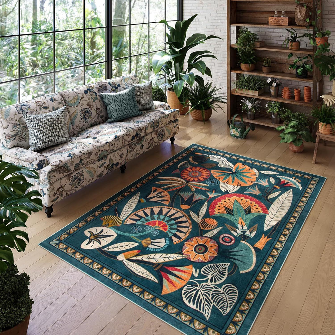 Floral Pattern Area Rug Bowlift