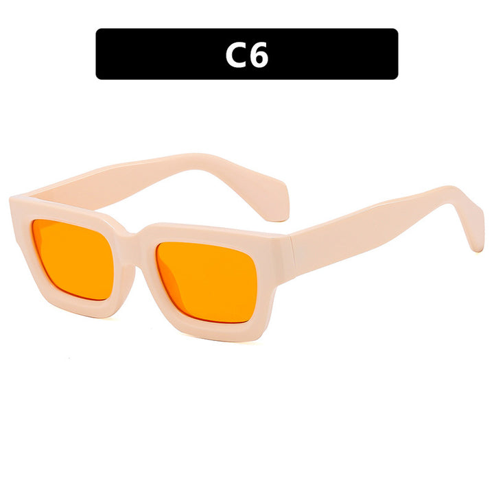 Ladies fashionable rectangular sunglasses with wide frame and protective UV filter Bowlift