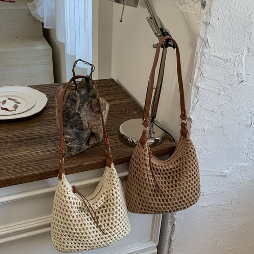 Trendy Mesh Bag with Leather Accents Bowlift