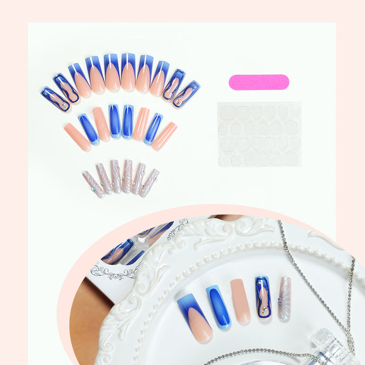 Premium Artistic Press-On Nail Set with Decorative Elements Bowlift
