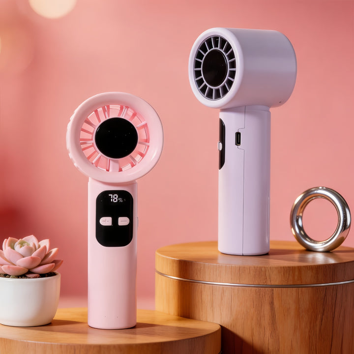 Ladies portable hand fan with digital speed display and ergonomic design Bowlift