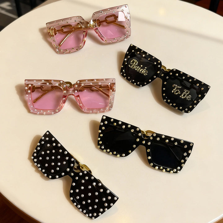 Decorative Pearl-Embellished Cat Eye Sunglasses Bowlift