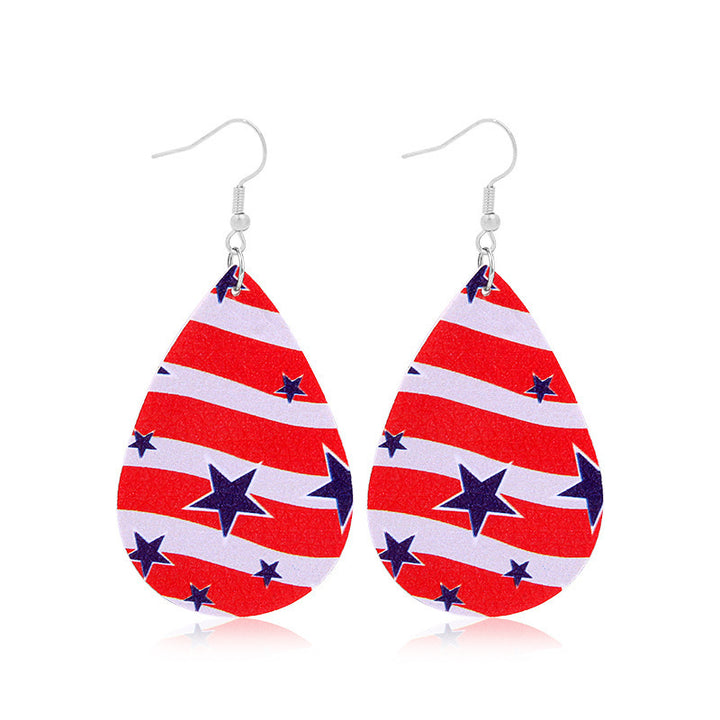 Women's lightweight drop earrings with stars-and-stripes design made of vegan leather Bowlift