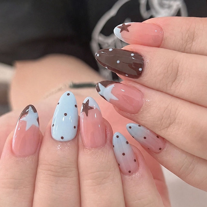 Creative Nail Art Set with Sparkling Stars and Dots Bowlift