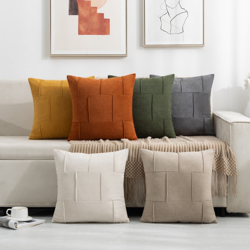 Square Textured Patchwork Throw Pillow Cover Bowlift