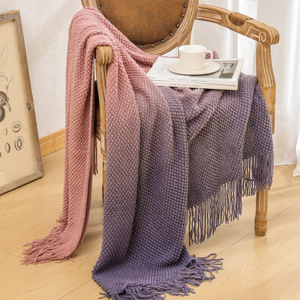 Luxury Textured Fringed Throw Blanket Bowlift