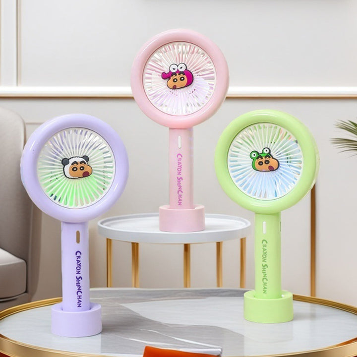 Women Portable Mini Fan with Integrated LED Light Bowlift