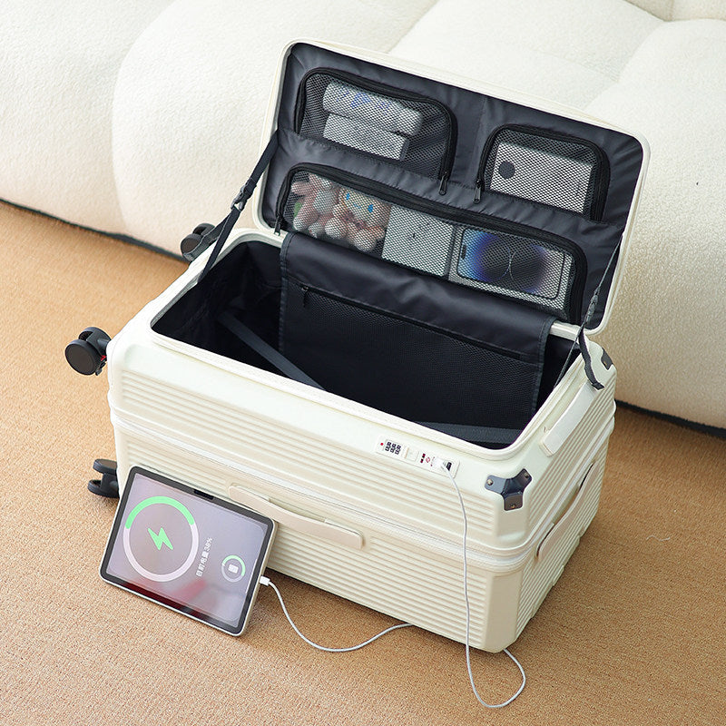 Men's Smart Multi-Compartment Hard Shell Travel Suitcase Bowlift