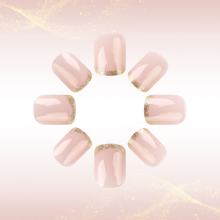 Premium Glossy French Tip Press-On Nails Bowlift