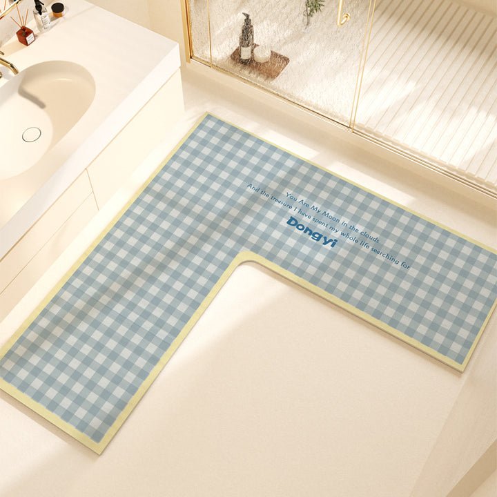 L-Shaped Soft Bath Mat Bowlift