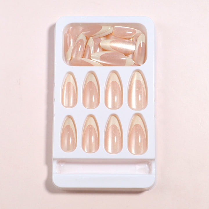Glossy Long Almond-Shaped Press-On Nail Set Bowlift