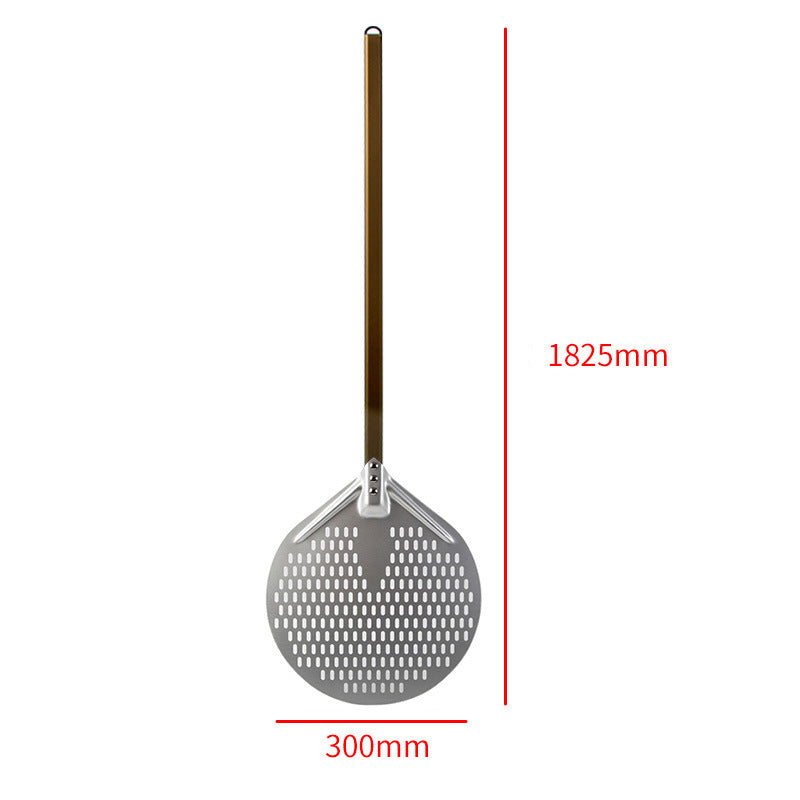 long wooden handled round aluminum pizza peel with reinforced neck Bowlift