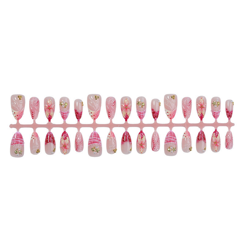Creative nail art set with romantic flower pattern and sparkling accents Bowlift