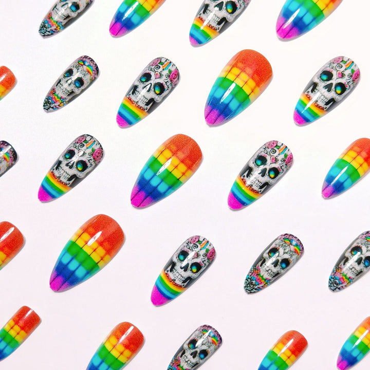 Artistic Skull-Pattern Nail Art Bowlift