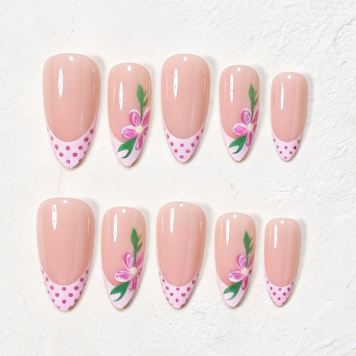 Artistic Floral Design Press-On Nails Bowlift