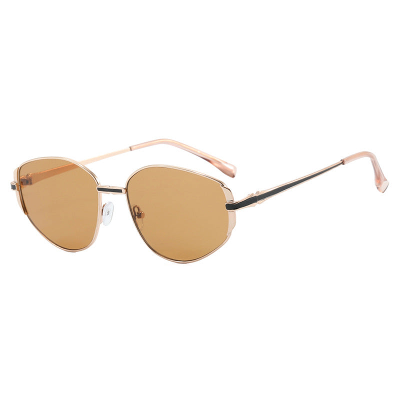 Women modern geometric sunglasses with stylish metal frame Bowlift