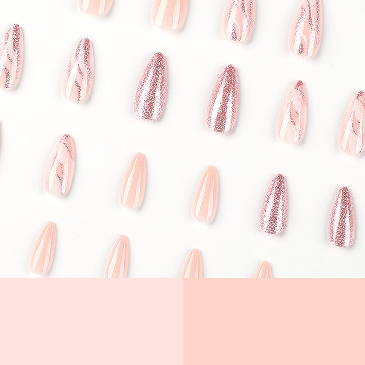 Artful Nail Extensions with Glitter and Marble Design Bowlift