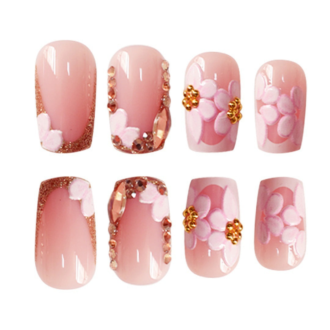 Chic Floral Press-On Nail Art Extensions Bowlift