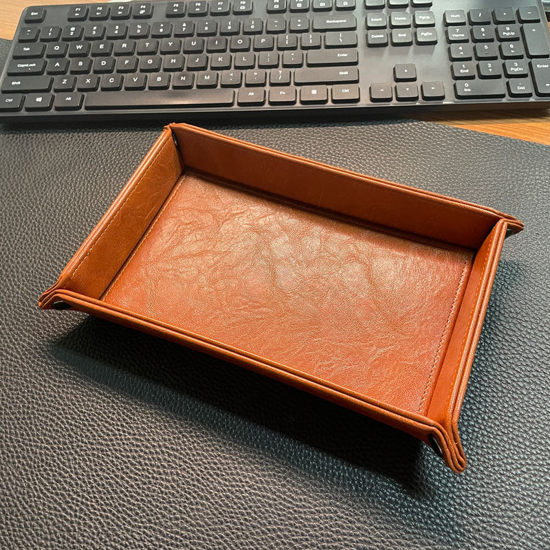 Stylish Leather Organizer Tray Bowlift
