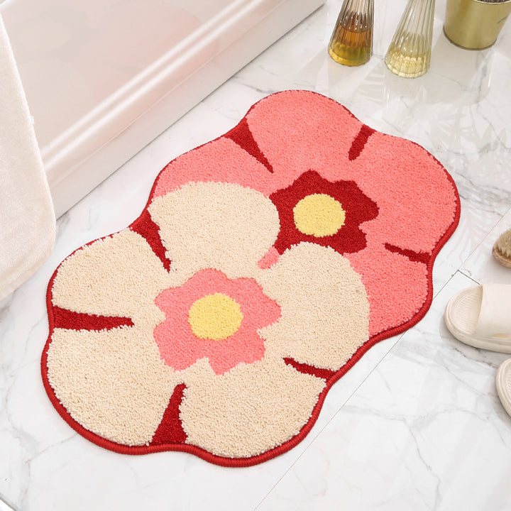 Floral Shaped Bath Mat for Bathroom