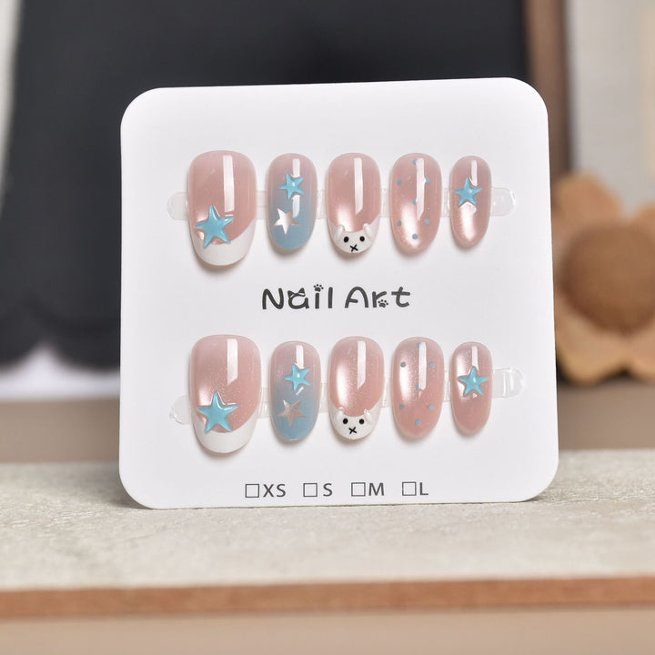 Decorative Press-On Nail Extensions with Floral Accents Bowlift