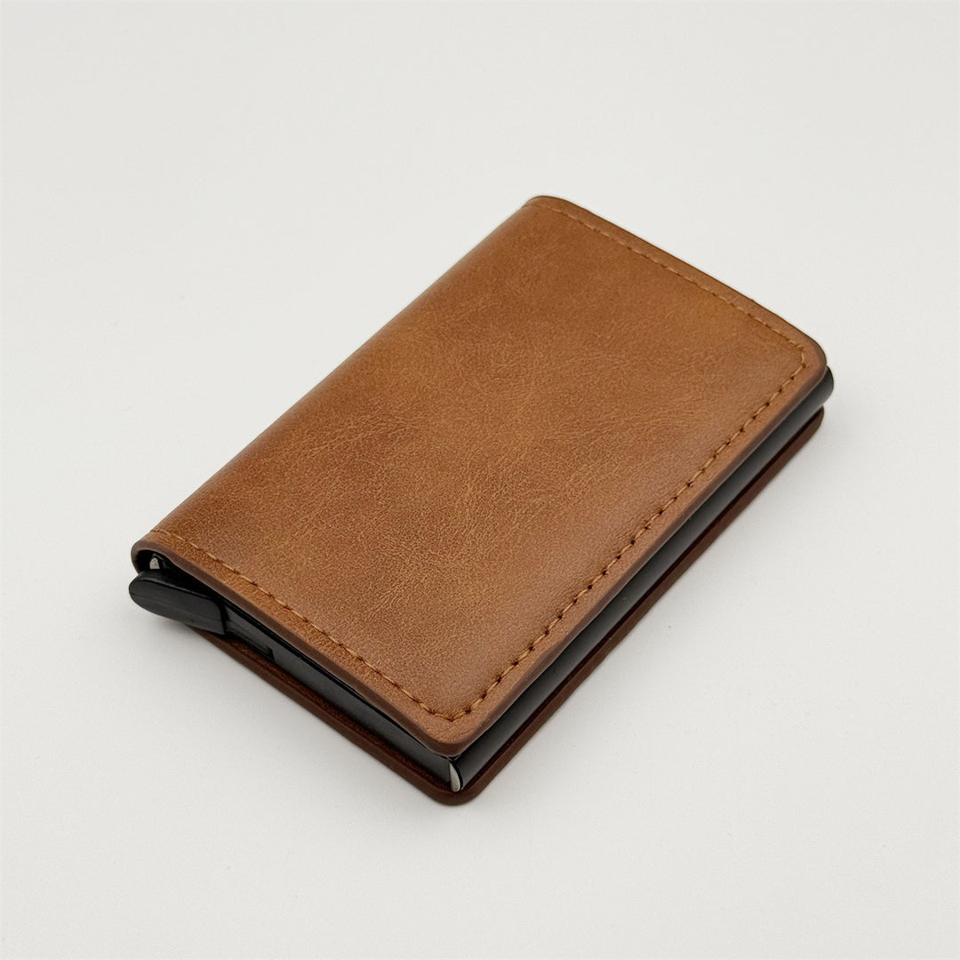 Slim RFID-Blocking Automatic Card Eject Leather Wallet Bowlift