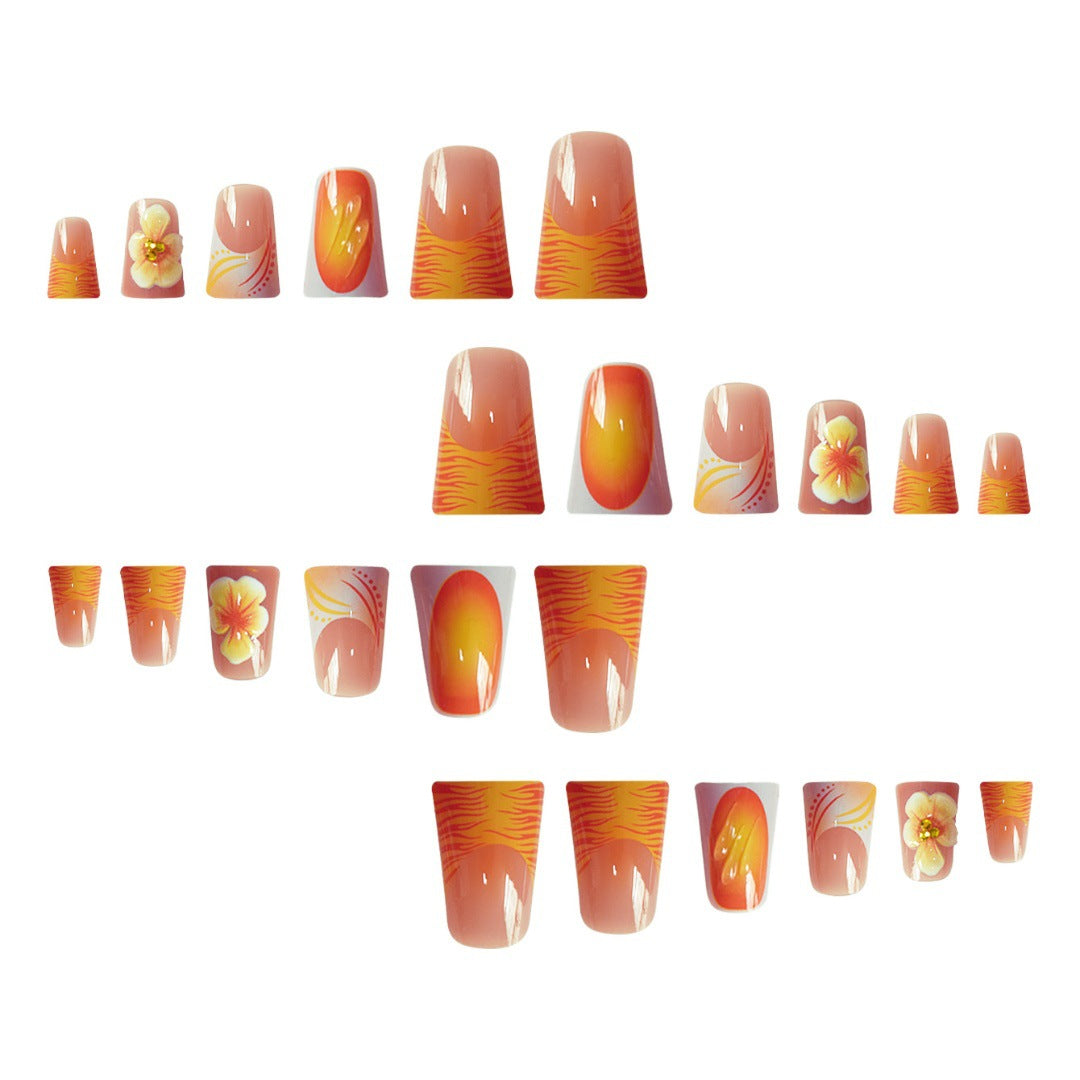 Artistic Floral Press-On Nails Set Bowlift
