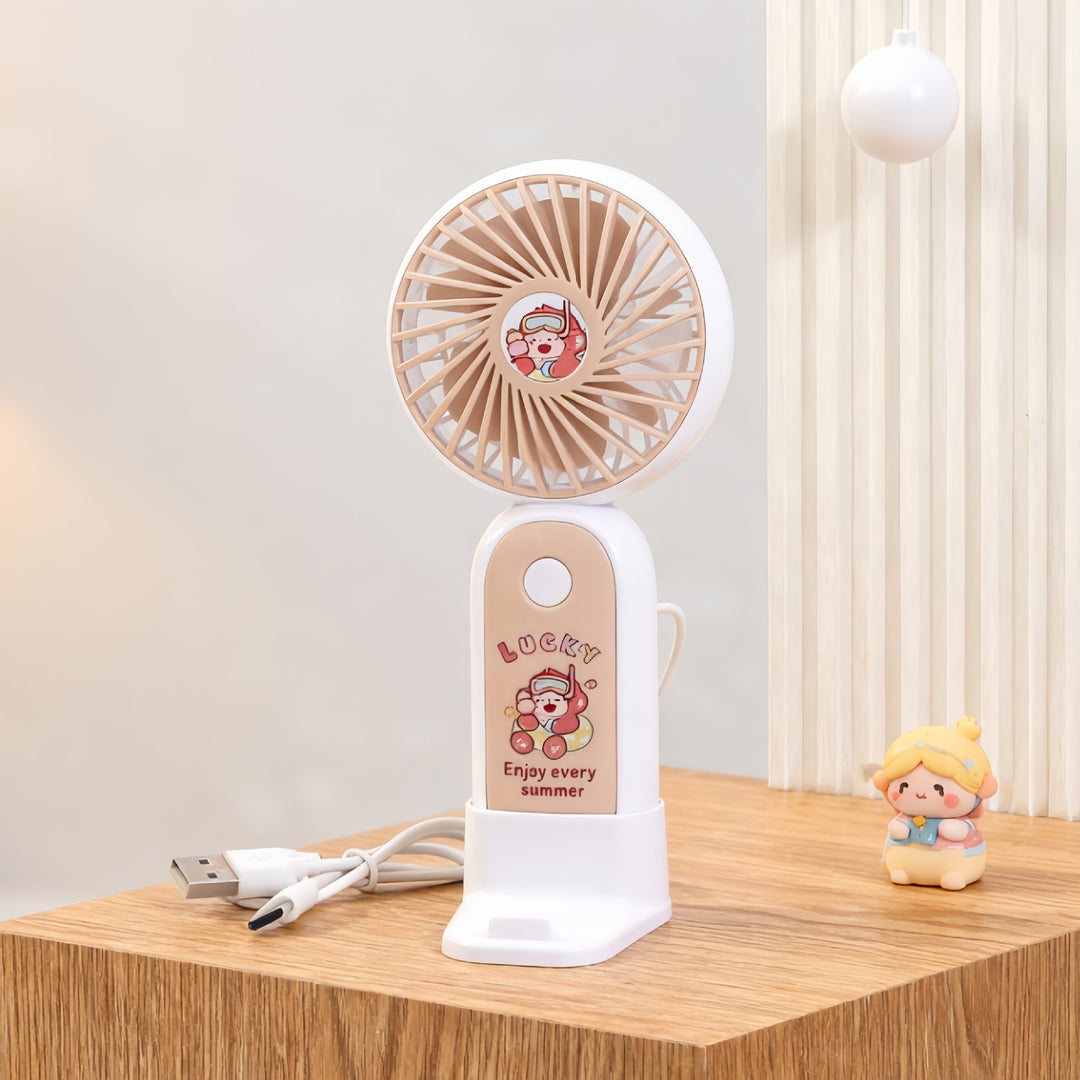 Women's Portable USB Hand Fan with Cute Bowlift Design