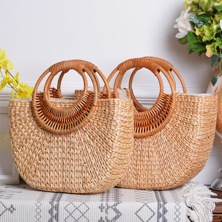 Women handcrafted beach bag with braided handles Bowlift