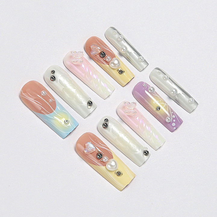 Creative artificial nails with 3D flower embellishments Bowlift
