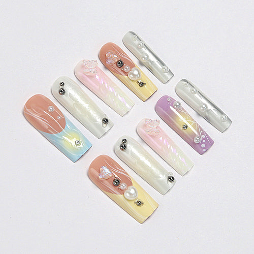 Creative artificial nails with 3D flower embellishments Bowlift