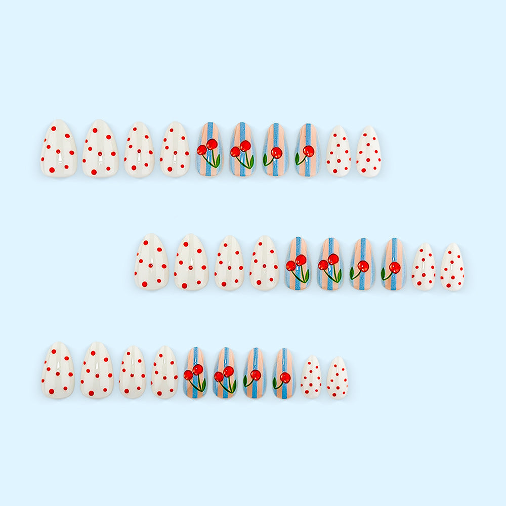 Artificial nails with fruity cherry design Bowlift