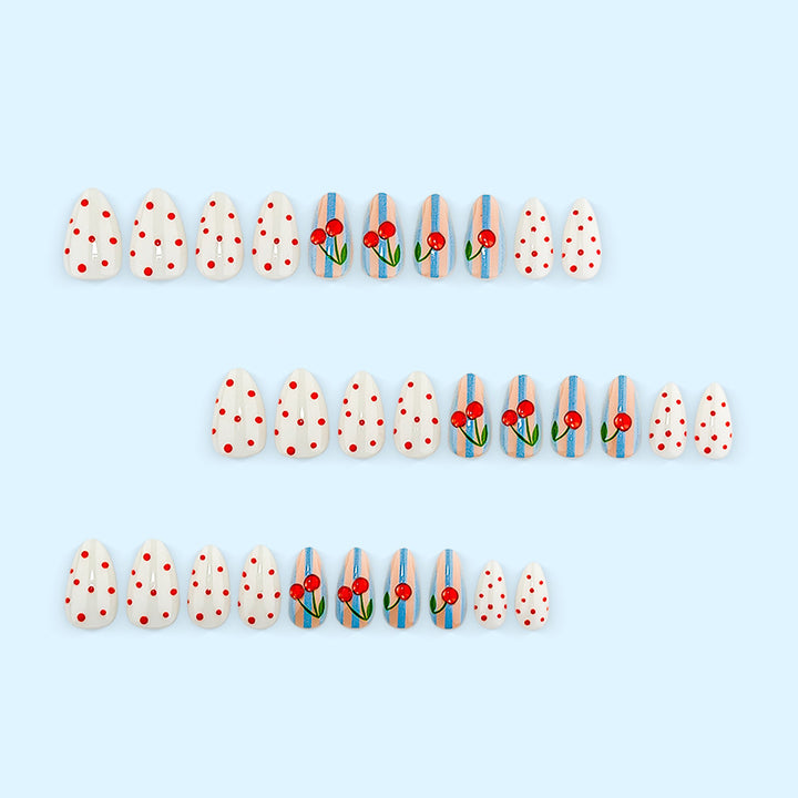 Artificial nails with fruity cherry design Bowlift