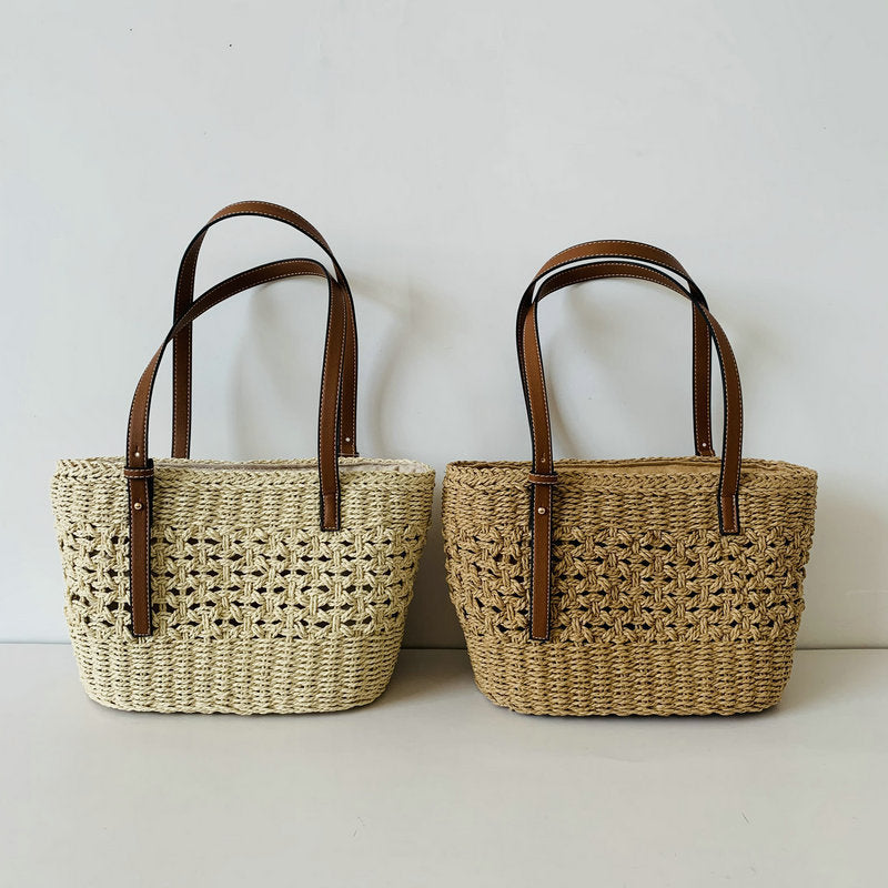 Handcrafted beach bag with high-quality leather handles Bowlift