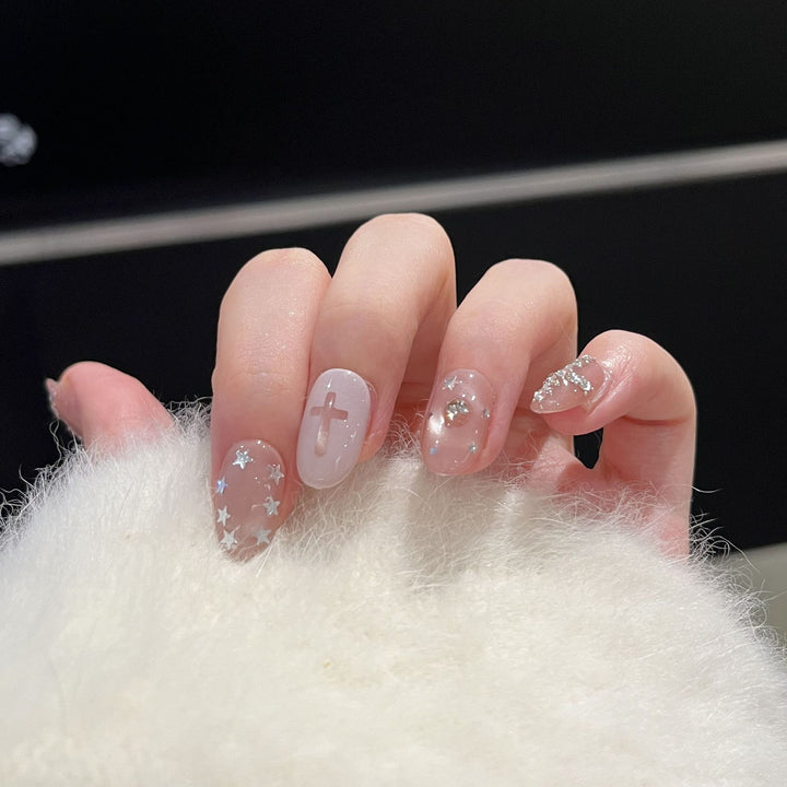 Artistic Glitter-Accent Press-On Nail Set Bowlift