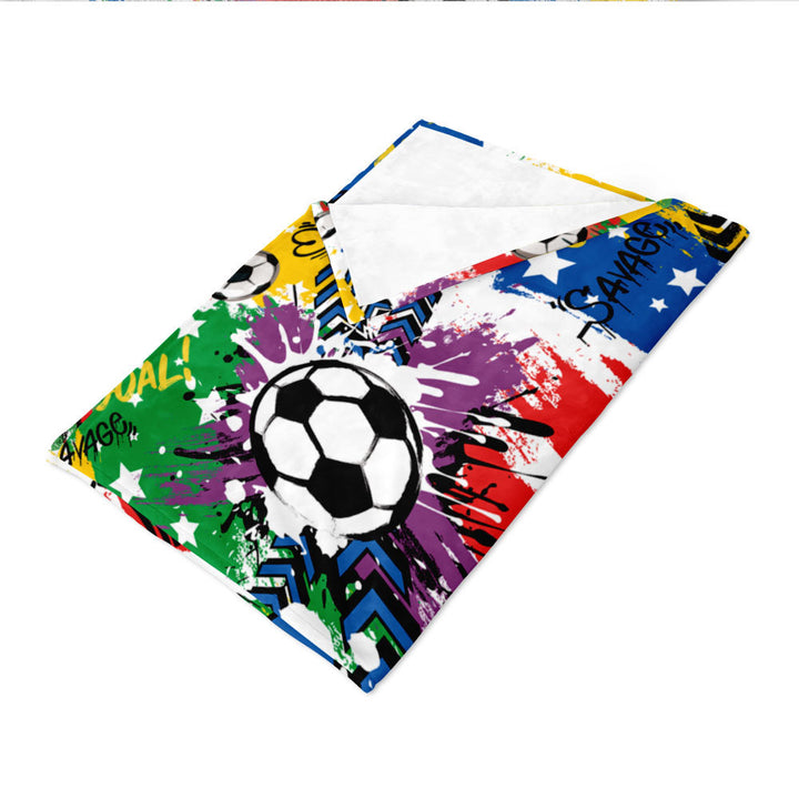 Soccer-Themed Fleece Blanket