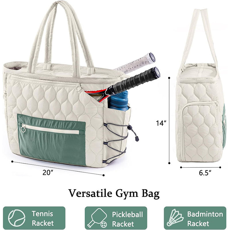 Sporty quilt bag with separate shoe compartment and pockets for accessories Bowlift