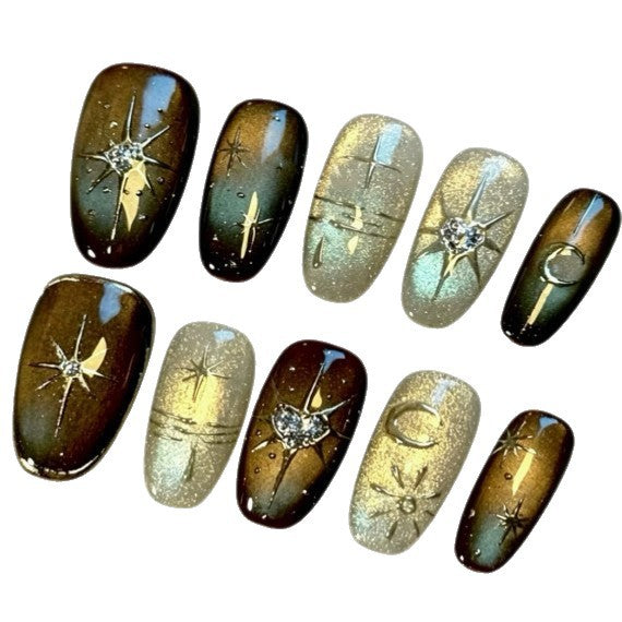 Glamorous artificial nails with sparkling star design Bowlift