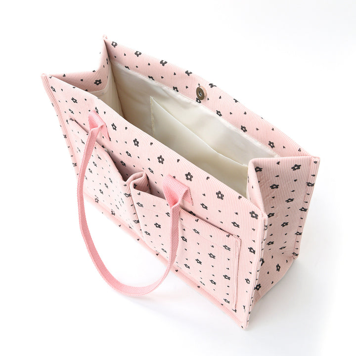 Shopping bag with floral pattern and practical exterior pockets Bowlift