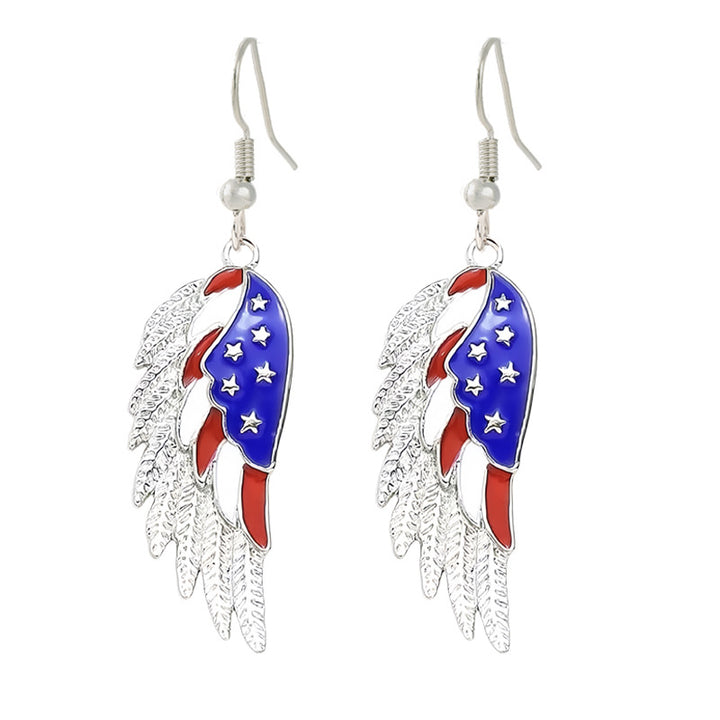Women's nan patriotic horseshoe enamel dangle earrings with star-accented design and fishhook findings Bowlift