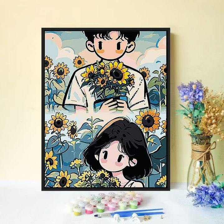 Playful Illustrated Couple Wall Art Bowlift