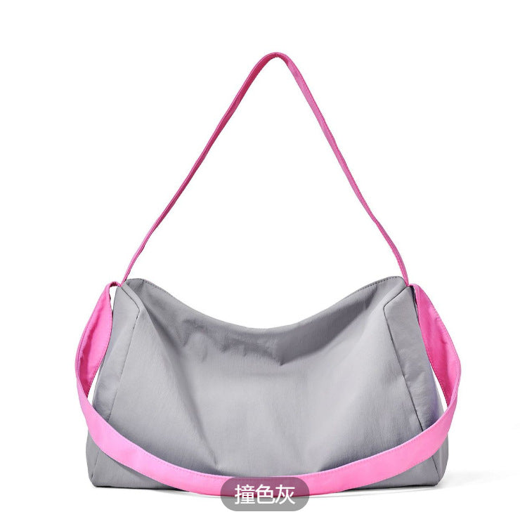 Lightweight Nylon Crescent Shoulder Bag with Wide Contrast Strap Bowlift
