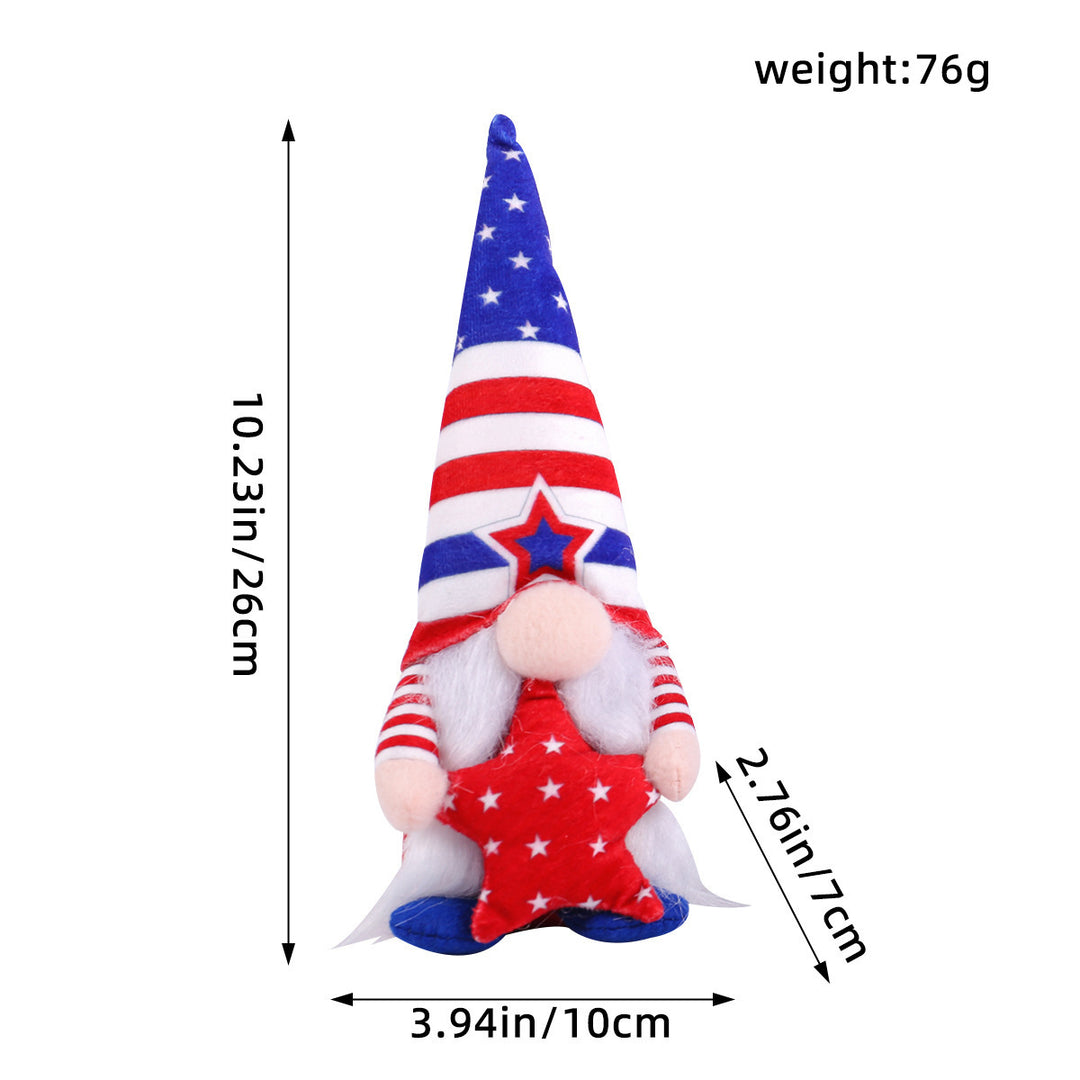 Unisex nan Patriotic Americana Decorative Gnome Plush Set with Star-Spangled Hats Bowlift